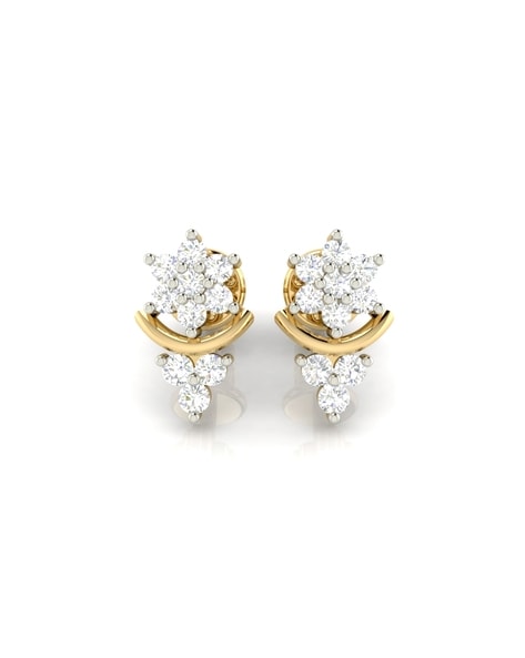 7 Stone Round Cut Cluster Diamond Earrings in Gold / Platinum ATZER-0459