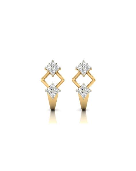 Avsar Yellow Gold American Diamond Stud Earrings