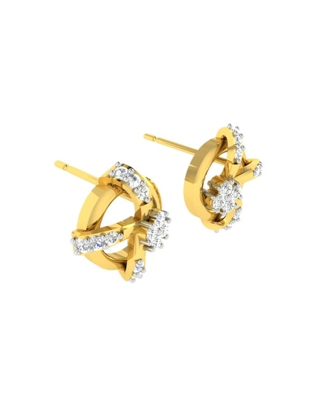 1950s 18ct Gold Bow Earrings set with Diamonds (182W) | The Antique  Jewellery Company