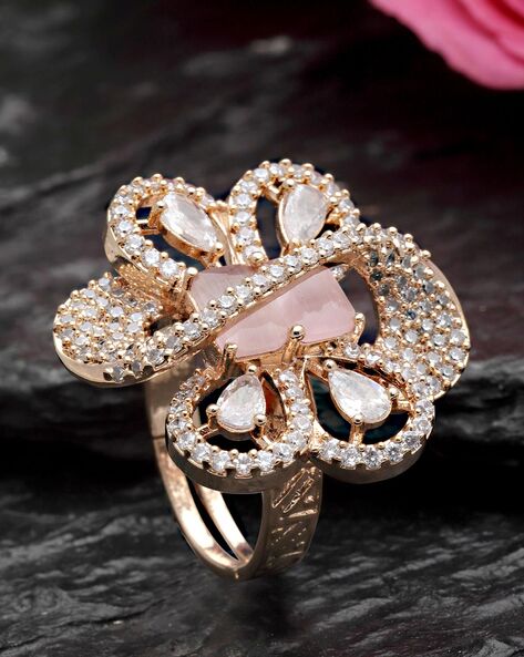 Pavé rose cheap gold tone ring