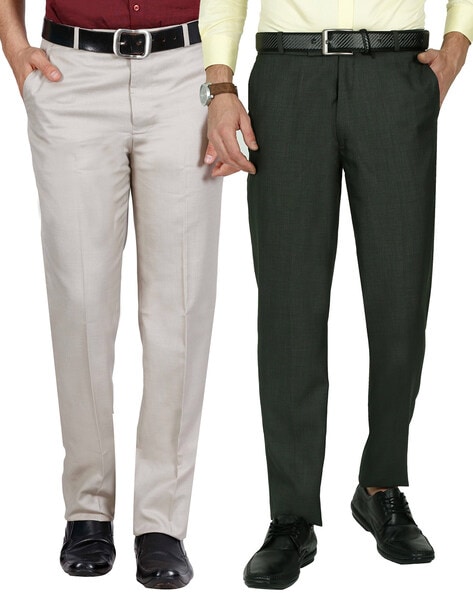 MANCREW Formal Pants for men - Formal Trousers Combo - Black, Cream