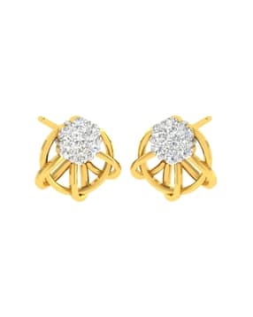 Yellow Gold Diamond Stud Earrings-image-9