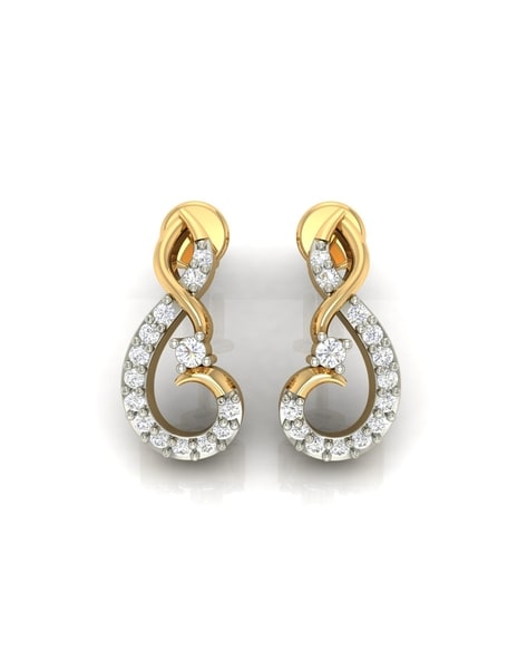 Fancy Diamond Circle Design Earrings on Diamond Huggies in White Gold | New  York Jewelers Chicago