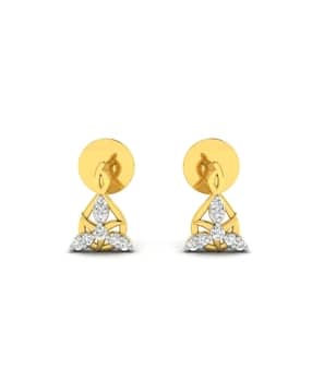 avsar Yellow Gold Diamond Stud Earrings-picture-29