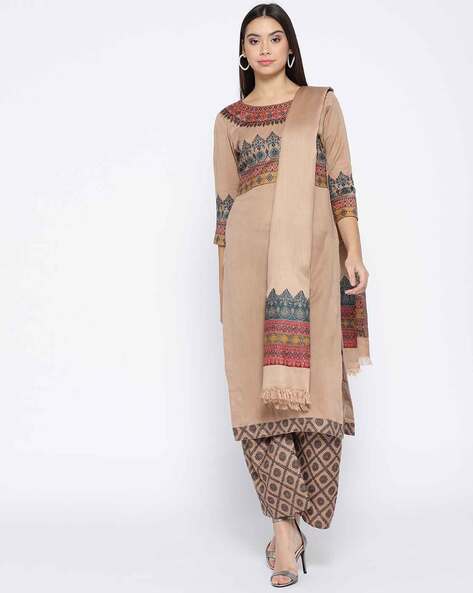 3-Piece Printed Unstitched Dress Material Price in India