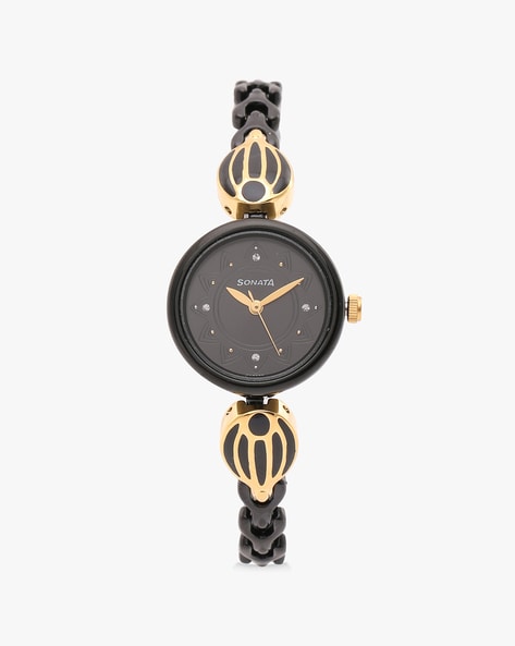 Sonata watch black on sale chain