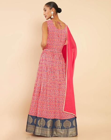 Buy Lime Yellow Printed Long Dress & Dupatta Set Online - W for Woman