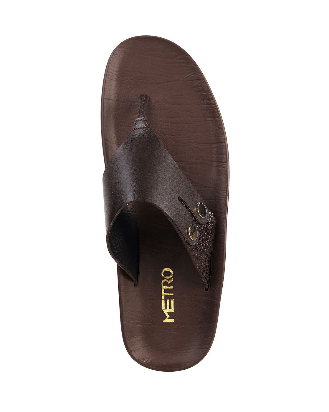 Metro Men Tan Leather Thong Slipper, Chappal