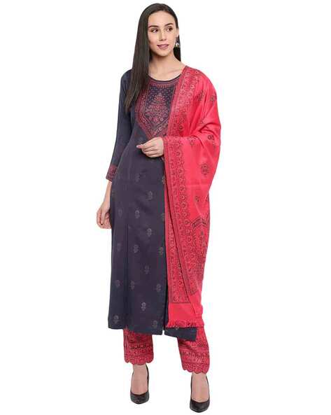 3-Piece Printed Unstitched Dress Material Price in India