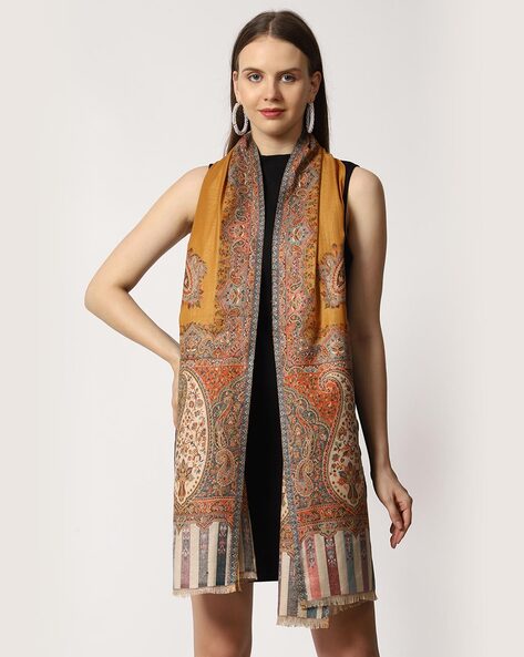 Paisley Print Stole with Frayed Hems Price in India