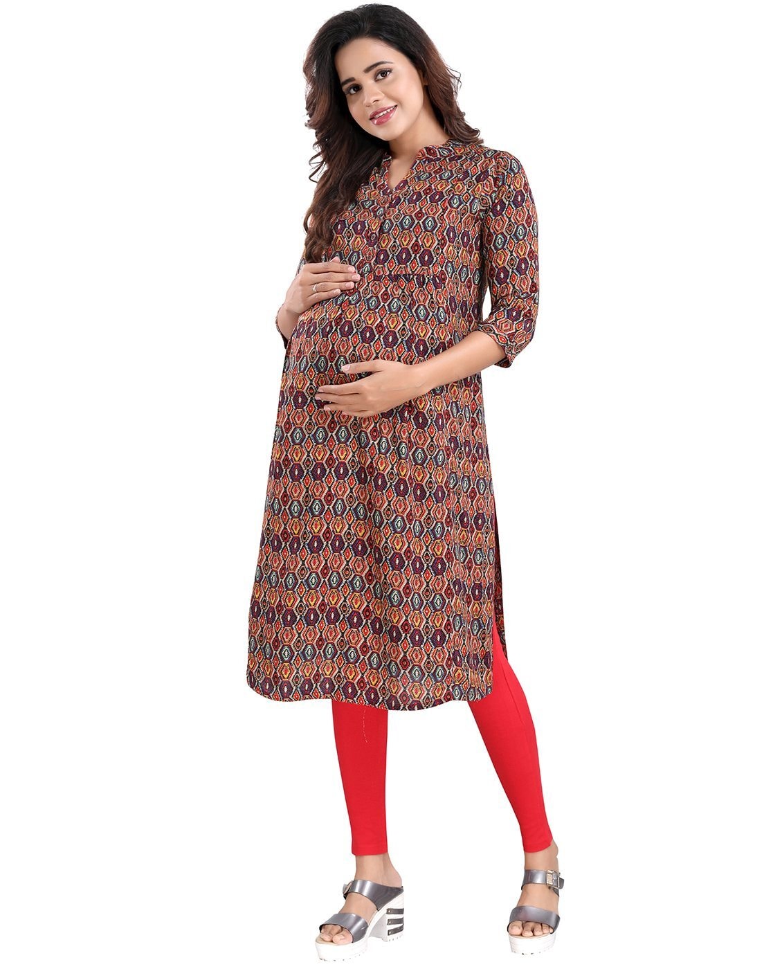 Buy Women's Cotton Floral Printed Anarkali Maternity Feeding Kurti and Maxi  Dress with Concealed Zipper for Breast Feeding Baby in Pregnancy wear at  Amazon.in