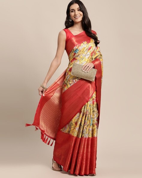 Buy Dark Red Sarees for Women by Indie Picks Online | Ajio.com