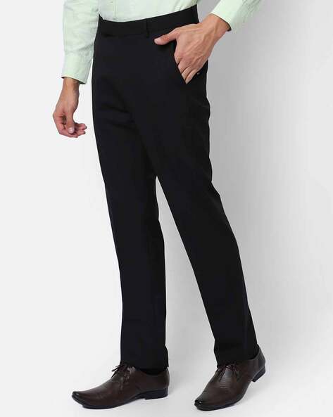 Buy BYFORD By Pantaloons Men Black Slim Fit Low Rise Formal Trousers -  Trousers for Men 16022628 | Myntra