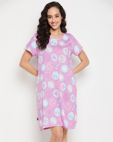 Buy Clovia Pack of 2 Cotton Hello Kitty Graphic Print Short Night Dress -  Multi-Colour Online
