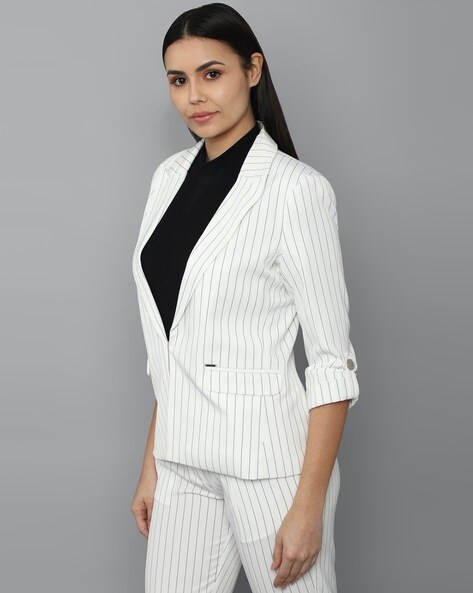 Womens white deals pinstripe blazer