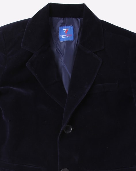 Boys navy blue hot sale velvet blazer