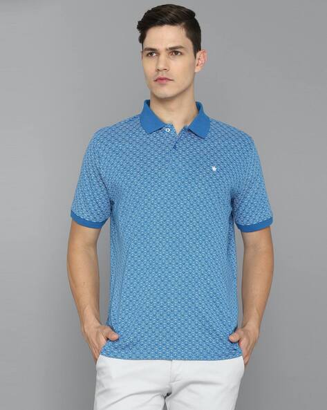 Louis Philippe Men Blue Polo Collar T-shirt