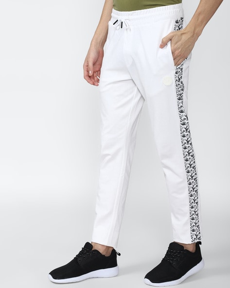 Men Straight Track Pants with Brand Print