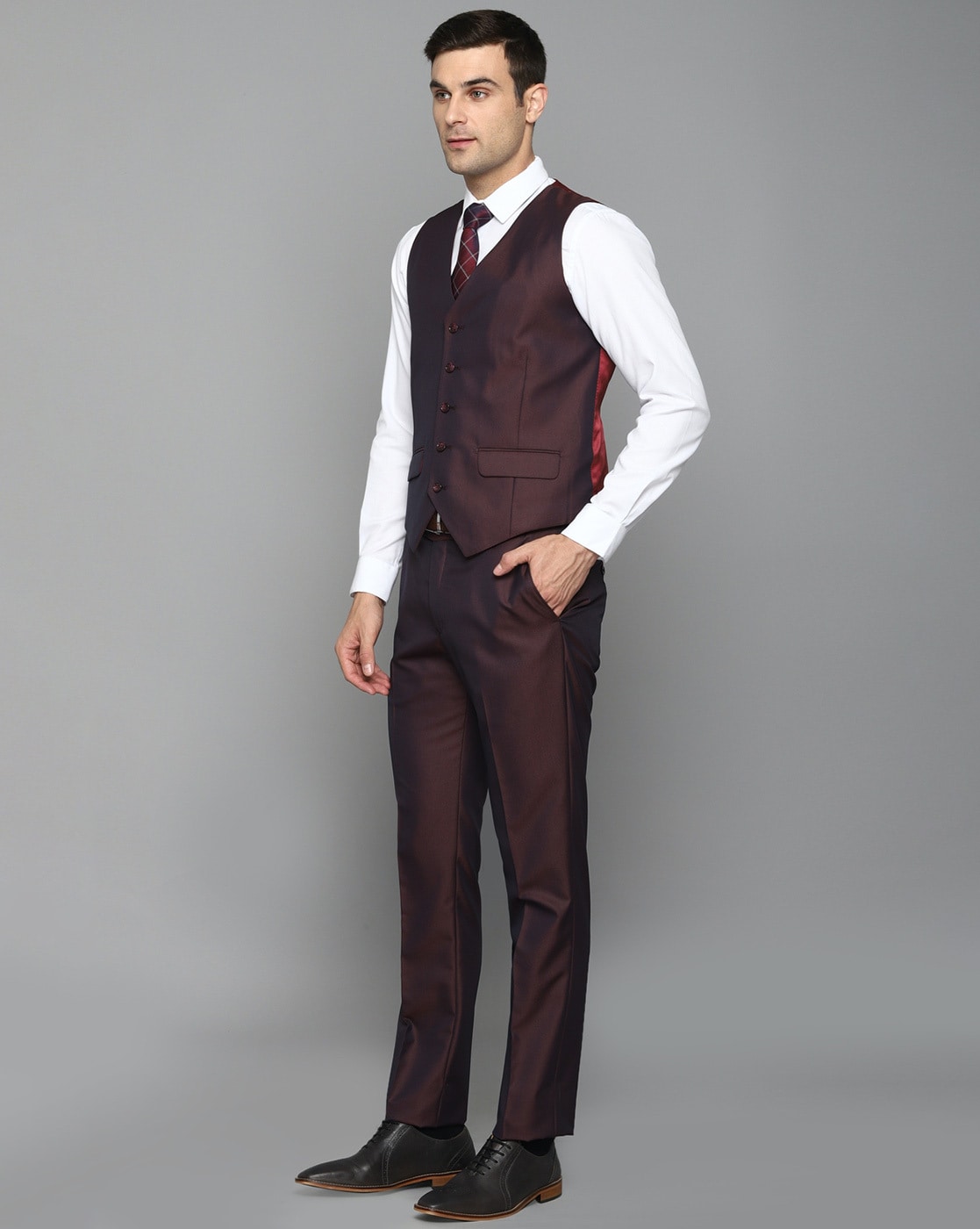39540 Linen Dark Brown Vest & Pants