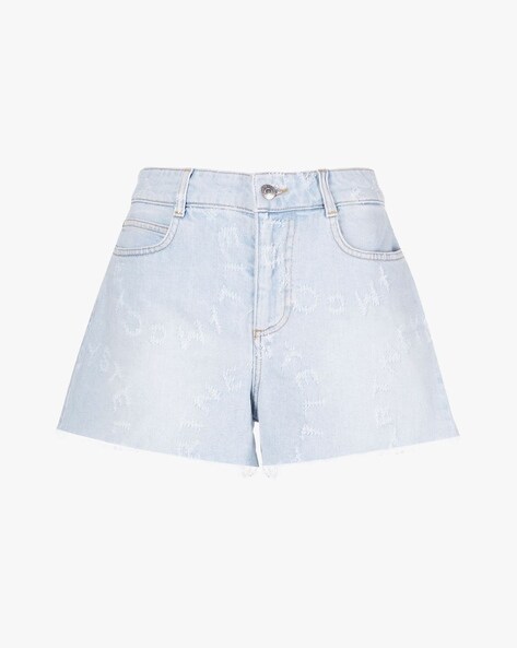Stella McCartney Laser Logo Denim Shorts in Blue Womens Clothing Shorts Jean and denim shorts 