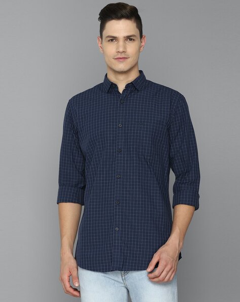 Checked Slim Fit Shirt with Patch Pocket