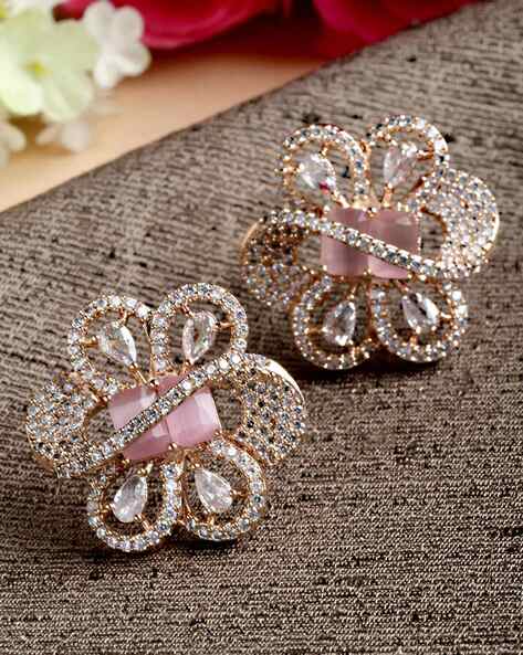 Rose gold sale floral earrings