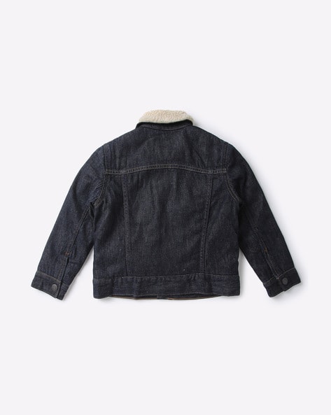 Sherpa Denim Jacket with Flap-Pockets