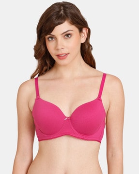 Buy Rosaline Women's Cotton Polyester Non-Wired Casual T-Shirt Bra  (RO1123FASHEPURP0034D_Purple_34D) at