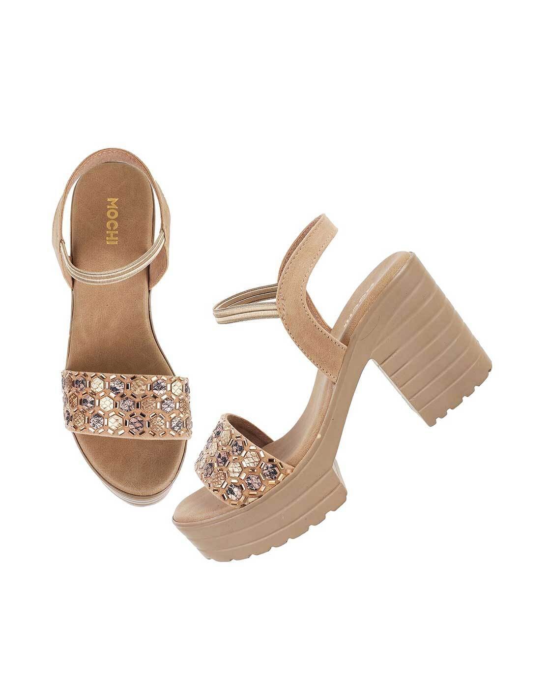 Buy Mochi Women Ant Gold Synthetic Leather Wegde Heel Sandal UK/3 EU/36  (34-124) at Amazon.in