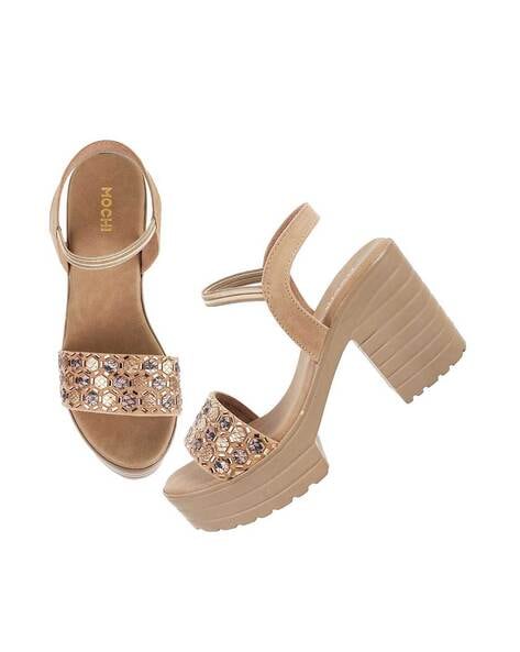 Buy Beige Heeled Sandals for Women by Mochi Online