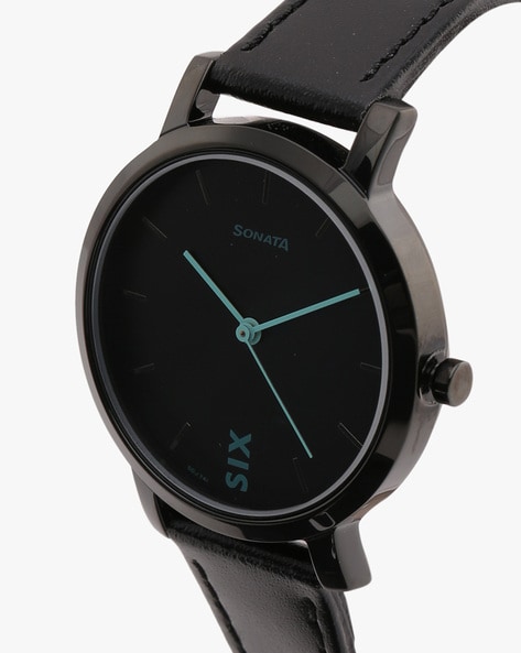 Sonata black belt cheap watch