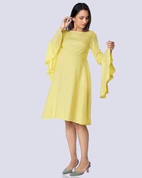 mom for sure by ketki dalal Boat Neck Maternity Dress with Bell Sleeves-picture-19