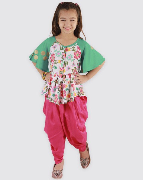 Buy Flower Printed Baby Girl One Solder Kurti With Dhoti Salwar Online In  India At Discounted Prices