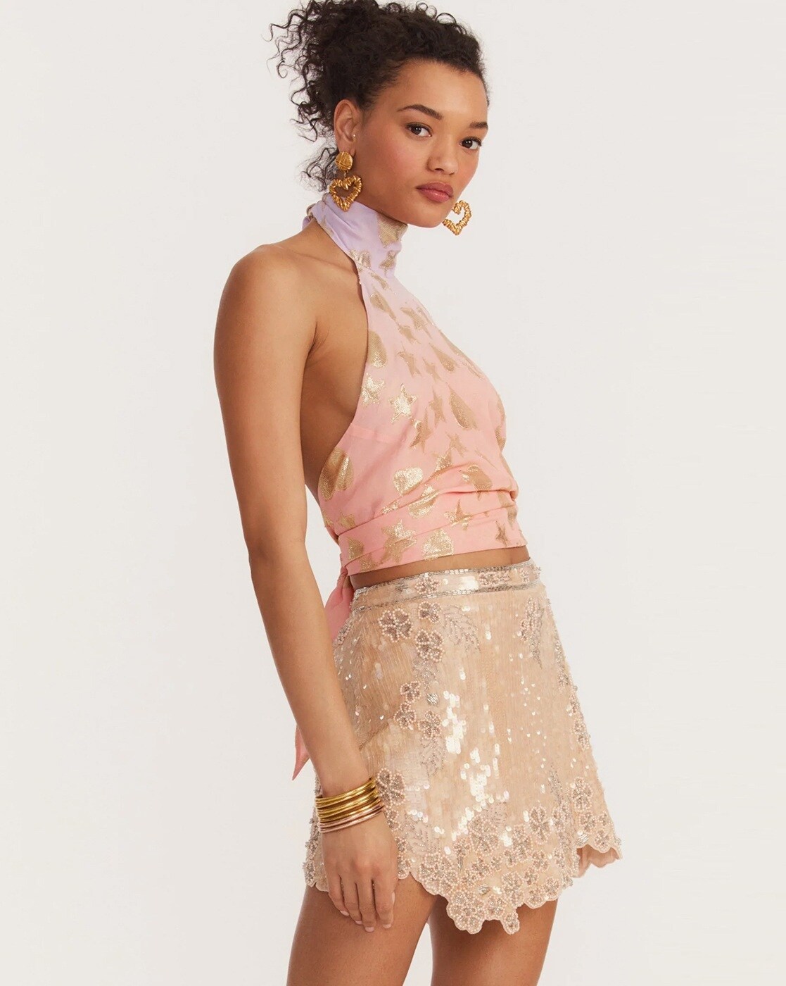 Gold sequin skirt short best sale