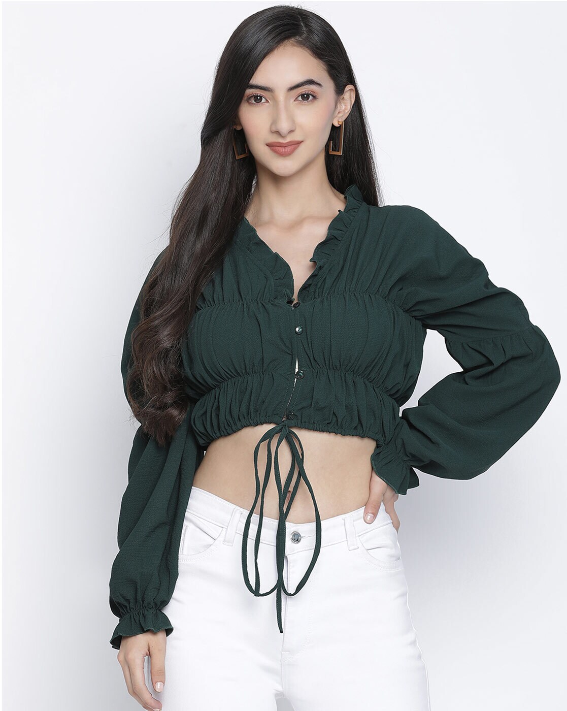 Buy online Women's Crop Round Neck Top from western wear for Women by  Oxolloxo for ₹600 at 66% off