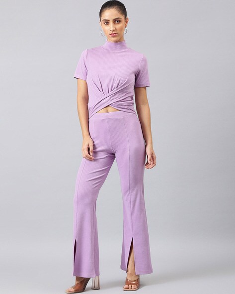 Wide twill trousers - Light purple - Ladies | H&M IN