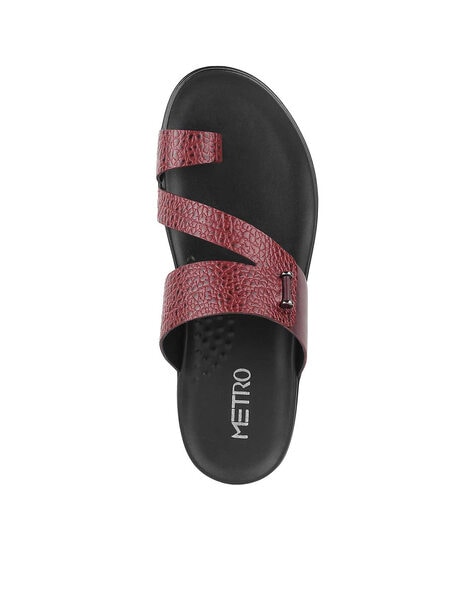 Buy Wine Flip Flop Slippers for Men by Metro Online Ajio