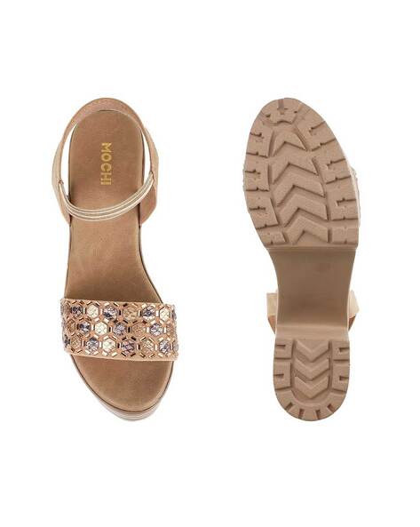 Buy Beige Heeled Sandals for Women by Mochi Online