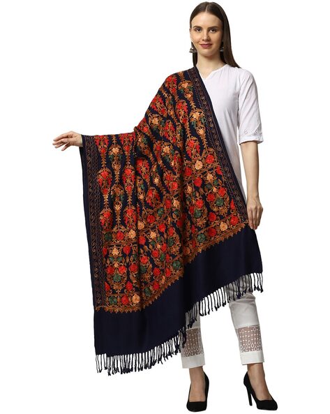 Floral Print Aari Embroidery Shawl Price in India