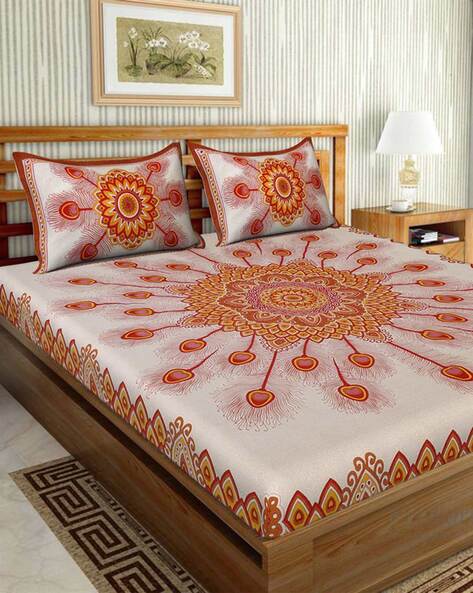 Double bed sheet with pillow cover price best sale