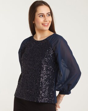 Embellished Round Neck Top