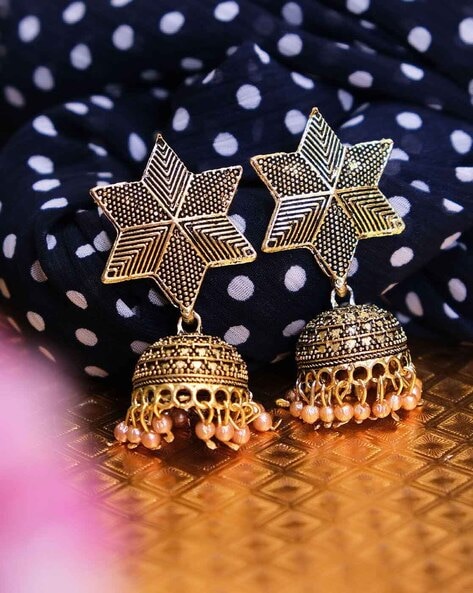 Buy Antique Gold Plated Hanika Jhumka Earrings | Tarinika - Tarinika India