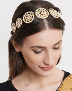 Buy Karatcart Gold Plated Floral Chain Hairband for Womens Online