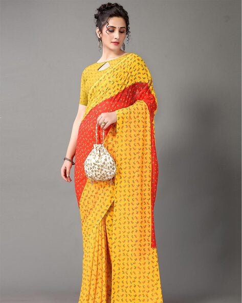 Buy HOUSE OF BEGUM Women's Handloom Yellow Dupion Silk Saree with Blouse  Piece | Shoppers Stop