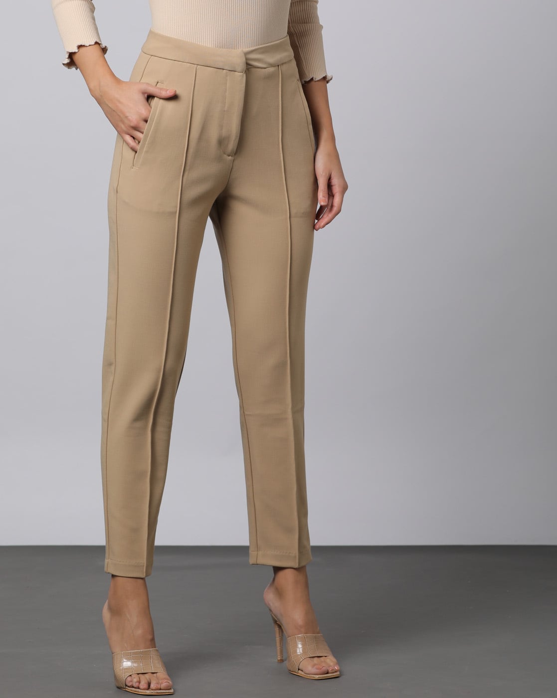 Buy Khaki Trousers  Pants for Women by Popnetic Online  Ajiocom