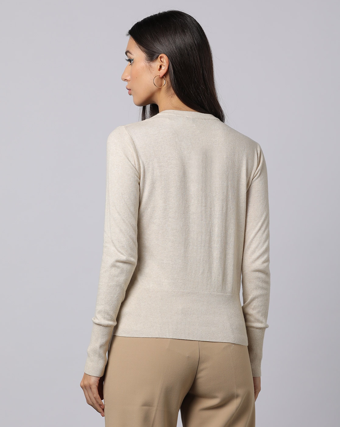 Buy Oatmeal Ribbed Merino Wool Cardigan 24, Cardigans