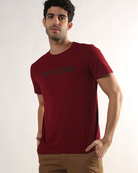 Dark red outlet t shirt men