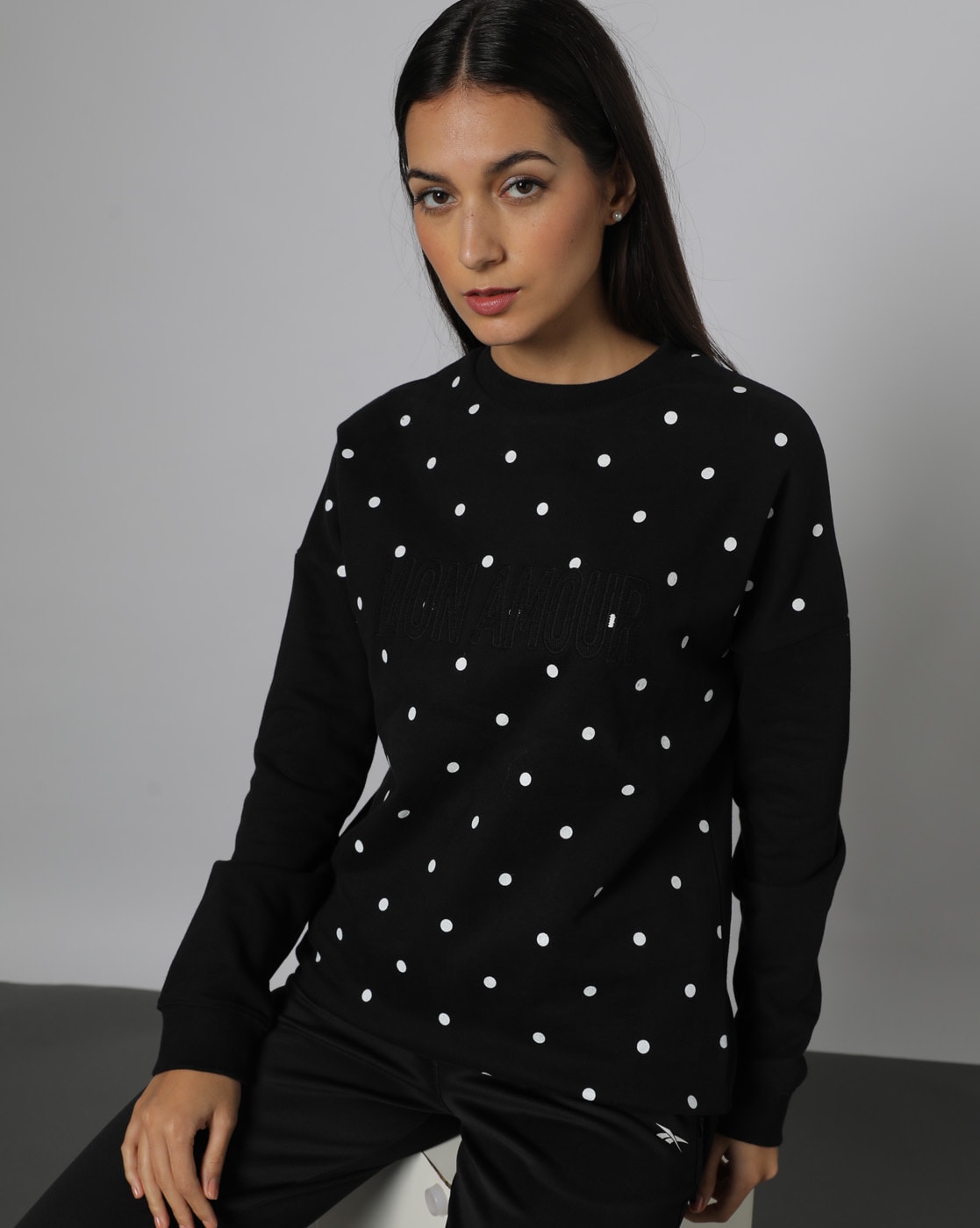 Polka dot sweatshirt womens new arrivals