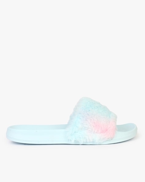 Baby blue fluffy sliders new arrivals