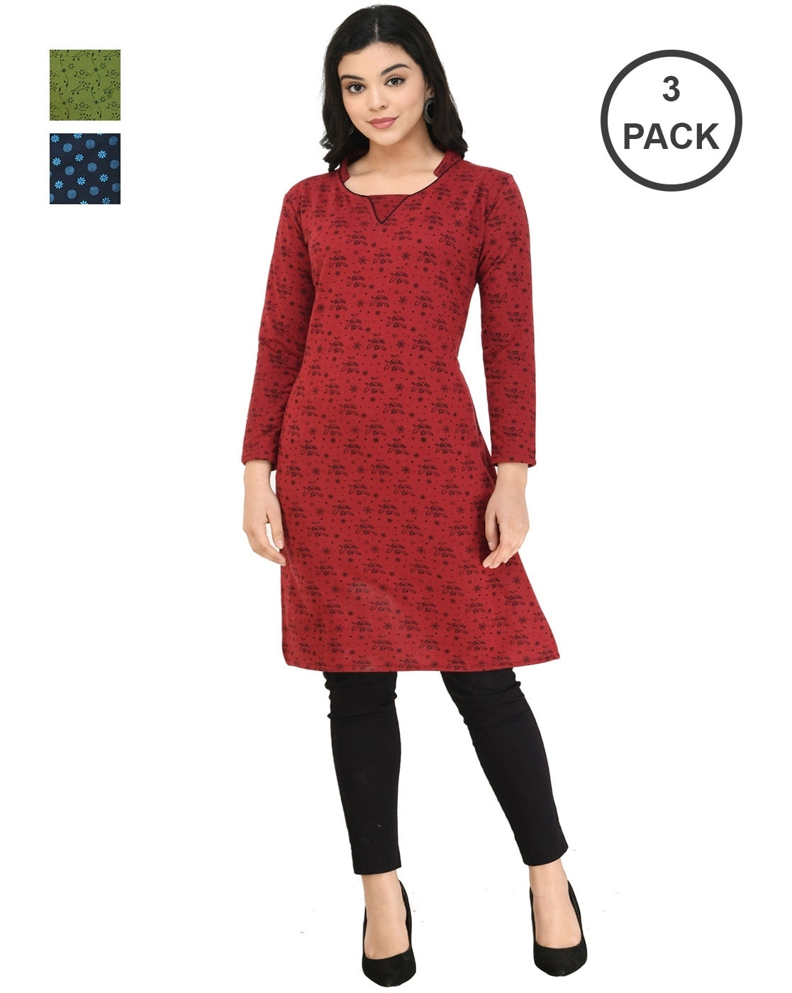 Buy online Pack Of 2 Printed Straight Kurti from winter wear for Women by  Indiweaves for ₹1739 at 57% off | 2024 Limeroad.com